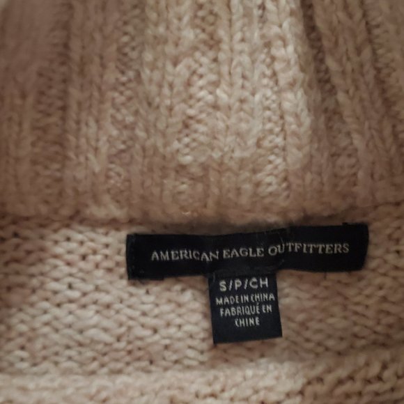 Pink American Eagle Cropped Knit Turtleneck Sweater - Picture 3 of 3